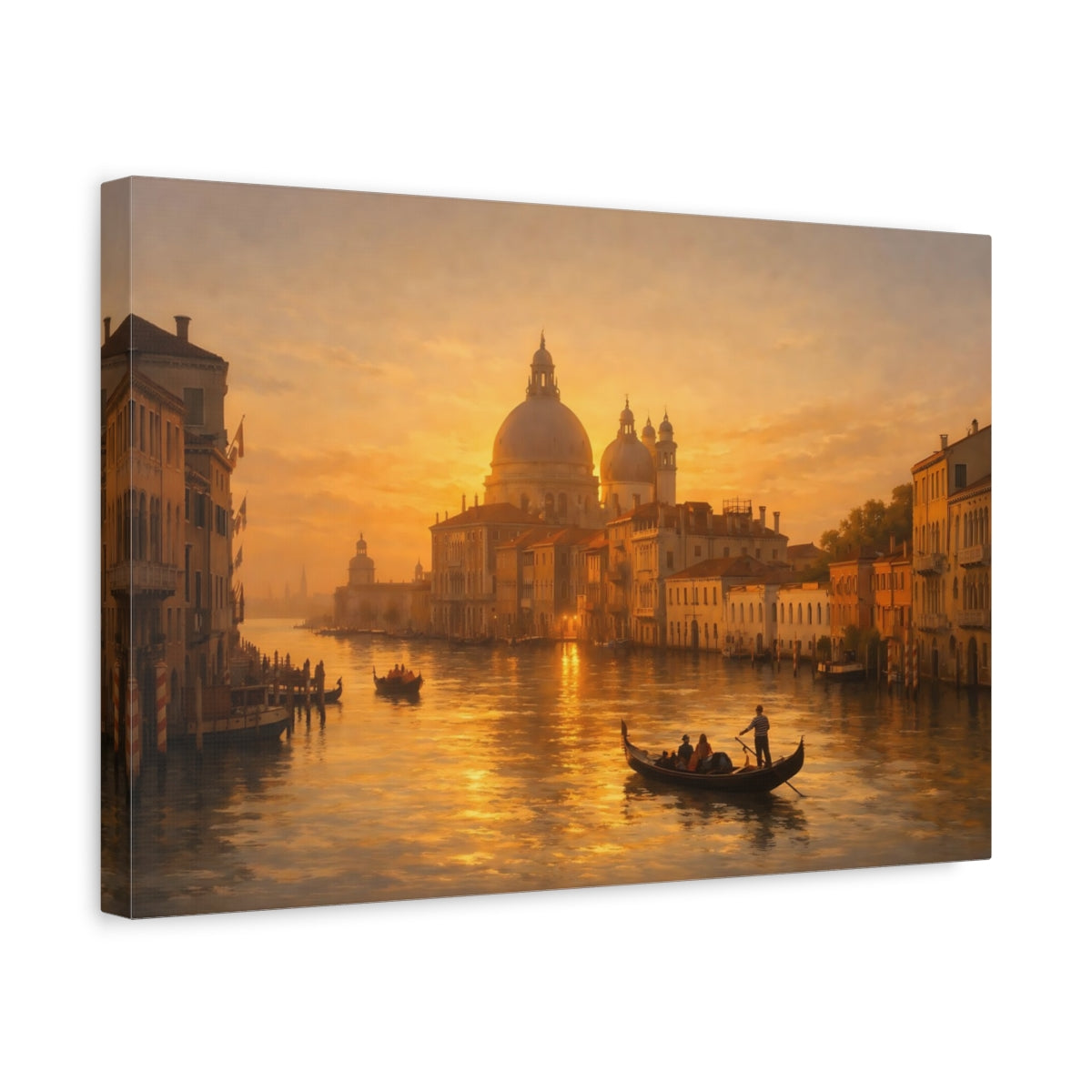 Golden Glow Venetian Canal Venice Vintage - Canvas Wall Art Print