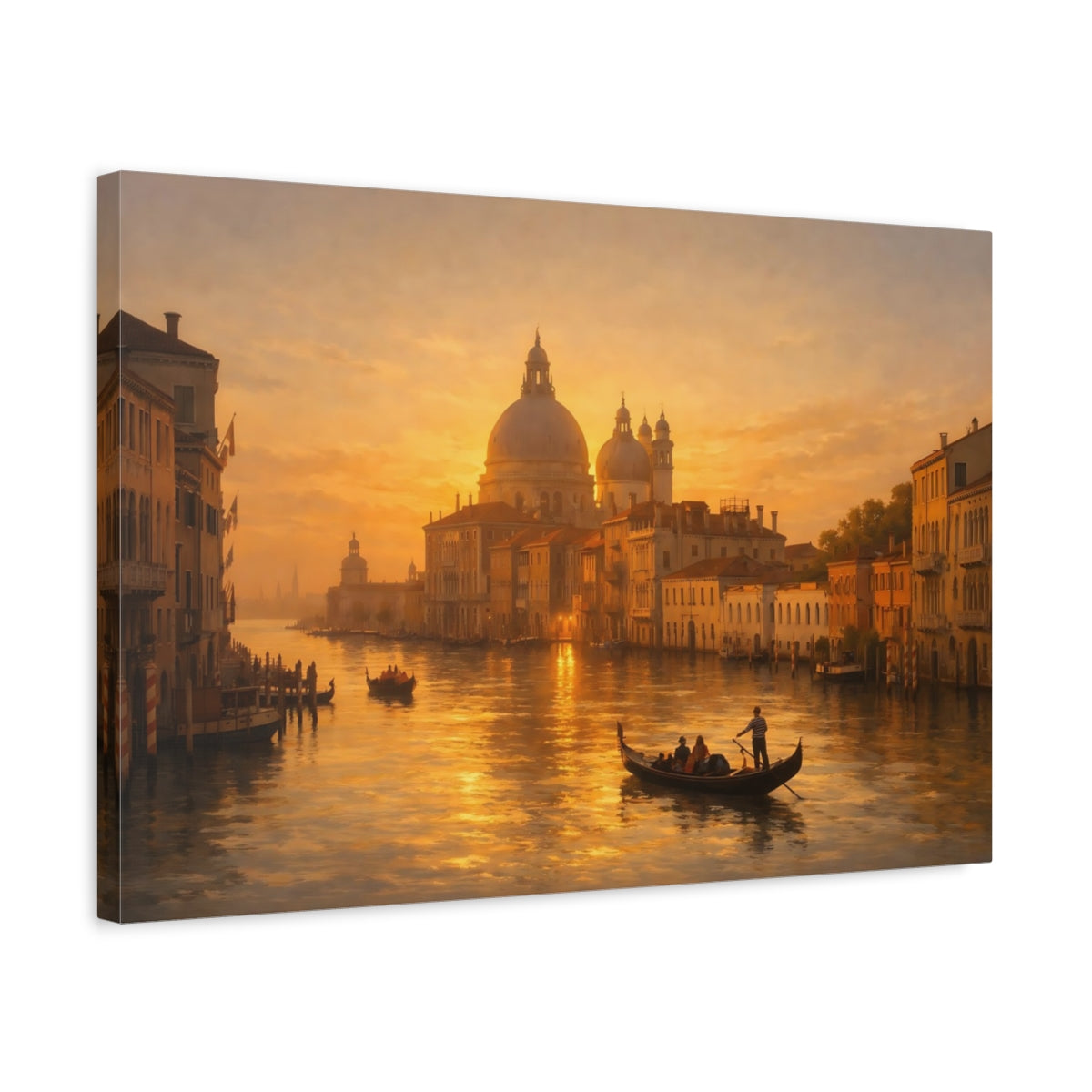 Golden Glow Venetian Canal Venice Vintage - Canvas Wall Art Print