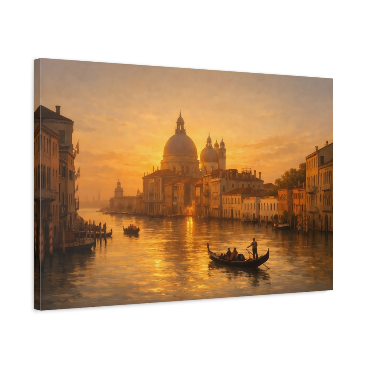 Golden Glow Venetian Canal Venice Vintage - Canvas Wall Art Print