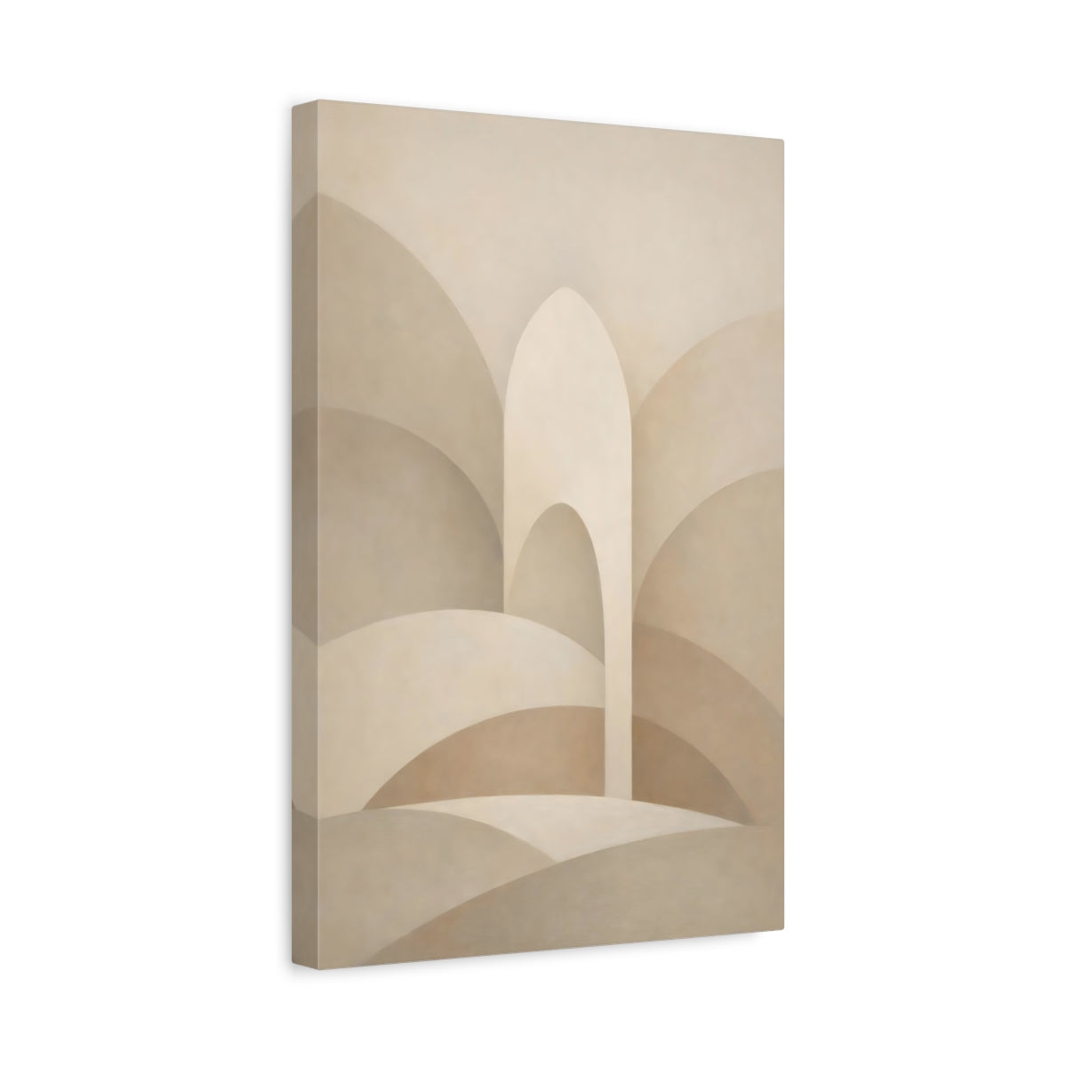 Side Mockup 4. Abstract Architectural Forms Beige Abstract Art shown as stretched canvas wall art