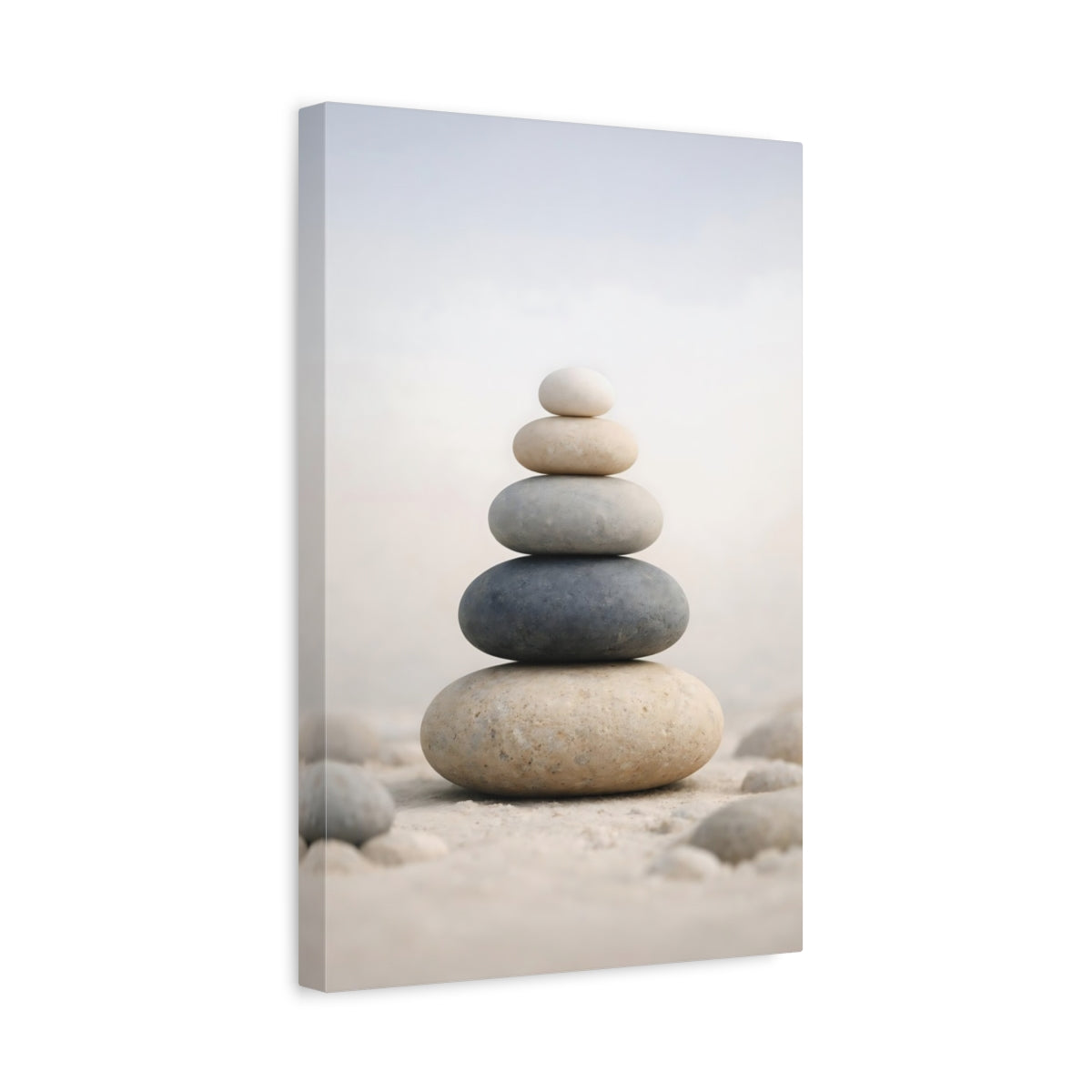 Nature Stacked Stones Neutral Stone Stack - Canvas Wall Art Print