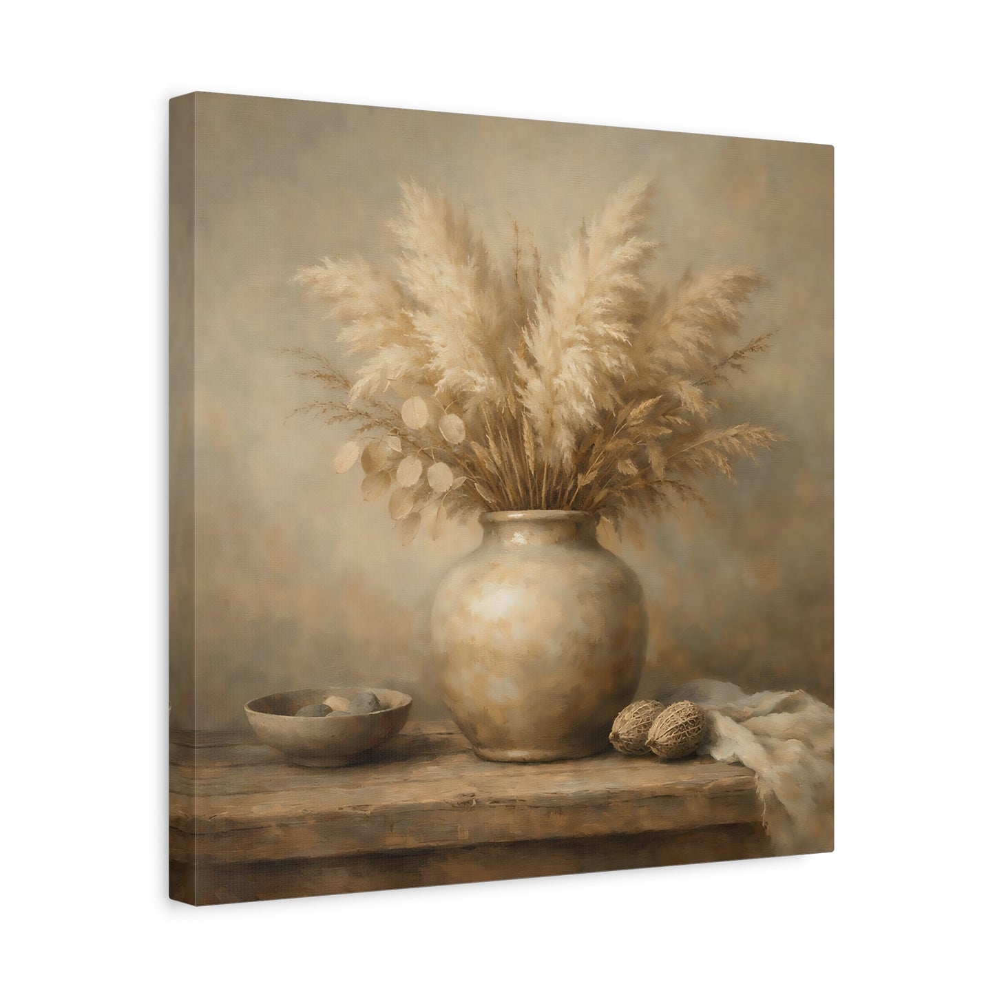 Nature Pampas Grass Brown And Beige - Canvas Wall Art Print