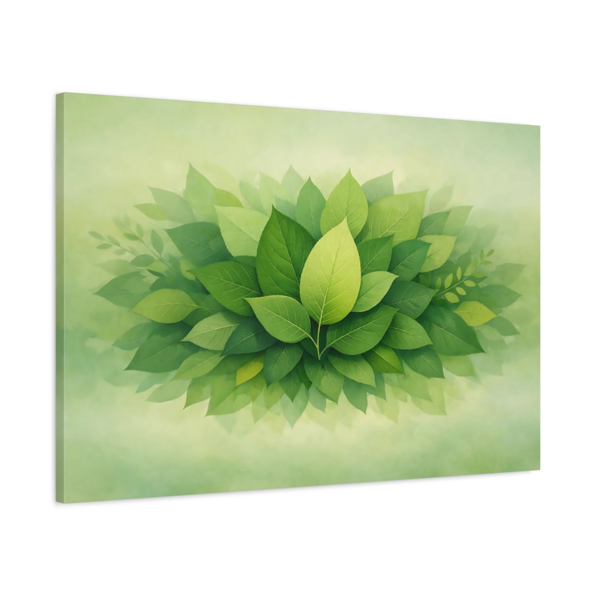Ethereal Leaves Green Nature - Canvas Wall Art Print