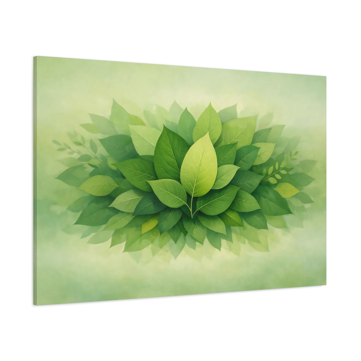 Ethereal Leaves Green Nature - Canvas Wall Art Print