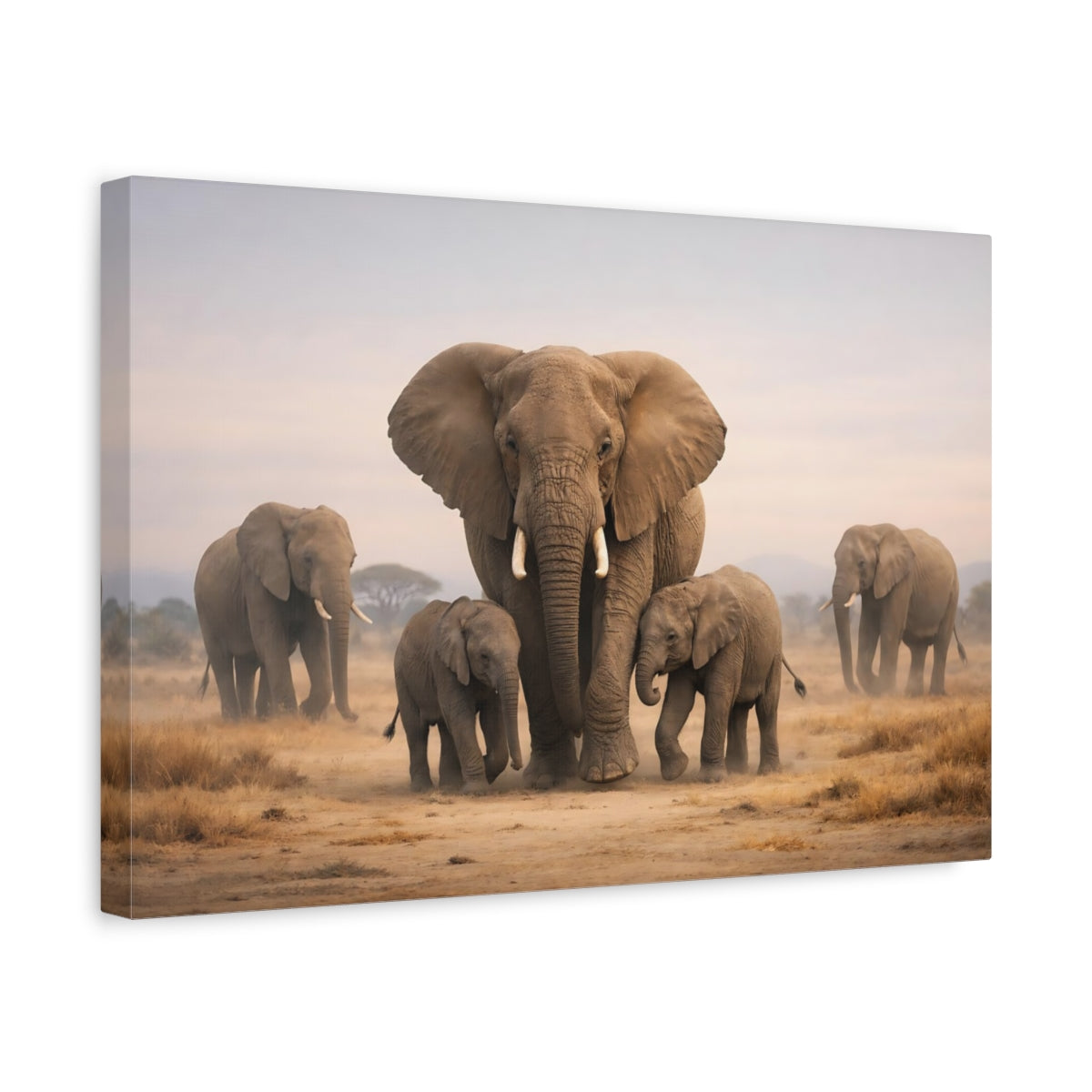 Animals Elephants African - Canvas Wall Art Print