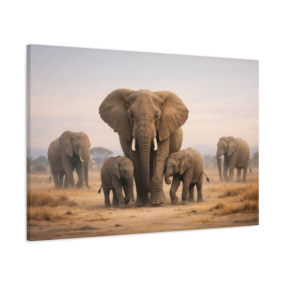Animals Elephants African - Canvas Wall Art Print