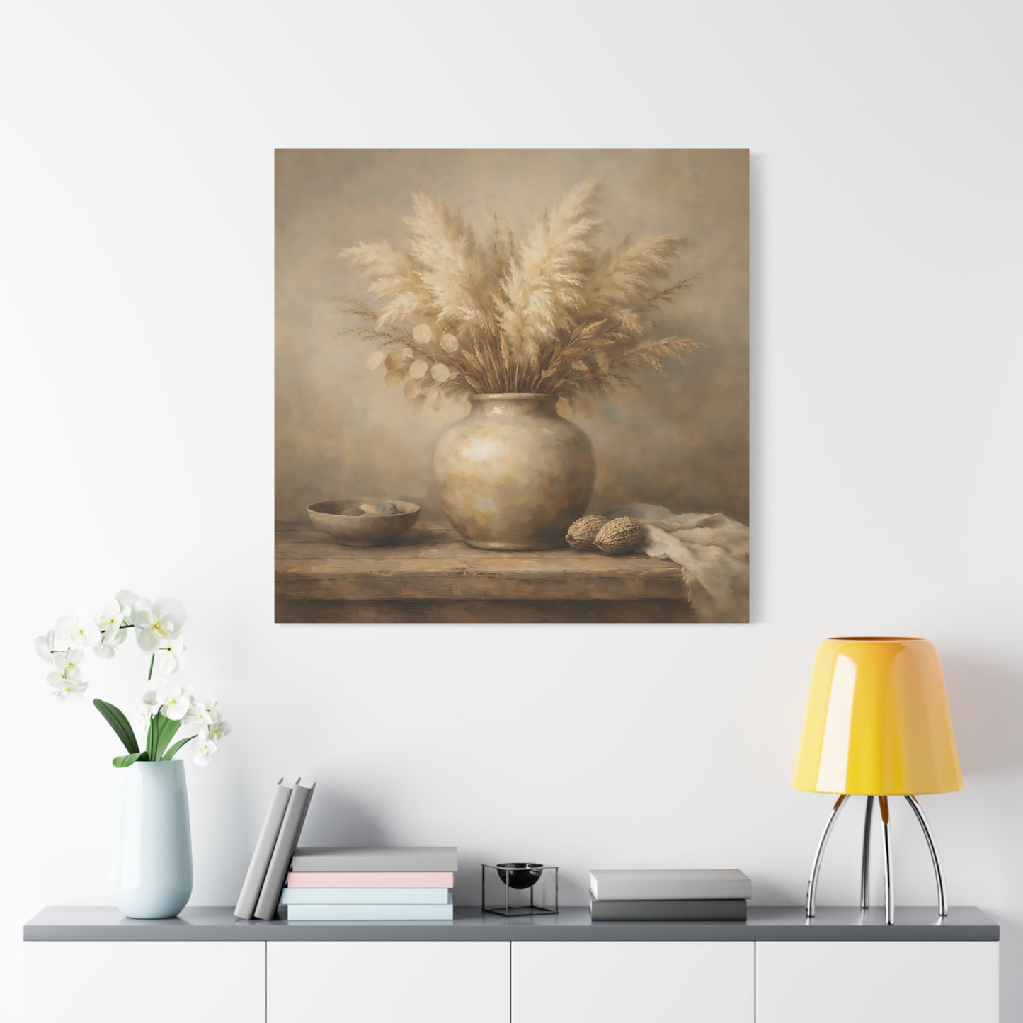 Nature Pampas Grass Brown And Beige - Canvas Wall Art Print