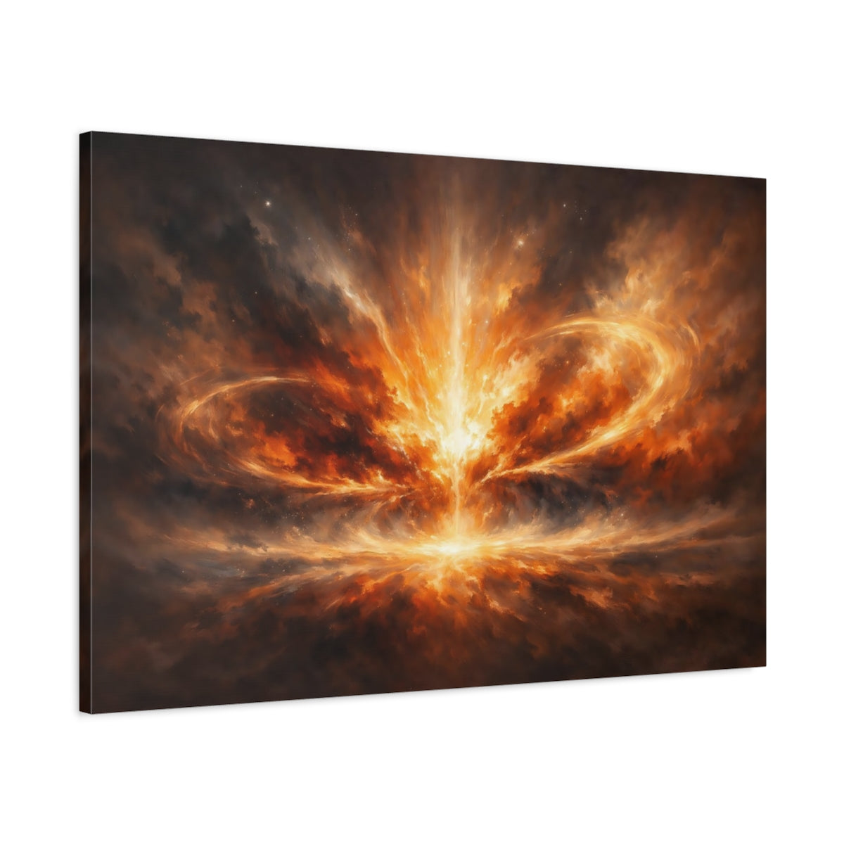Side Mockup 1. Abstract Cosmic Energy High Contrast Scene shown as stretched canvas wall art