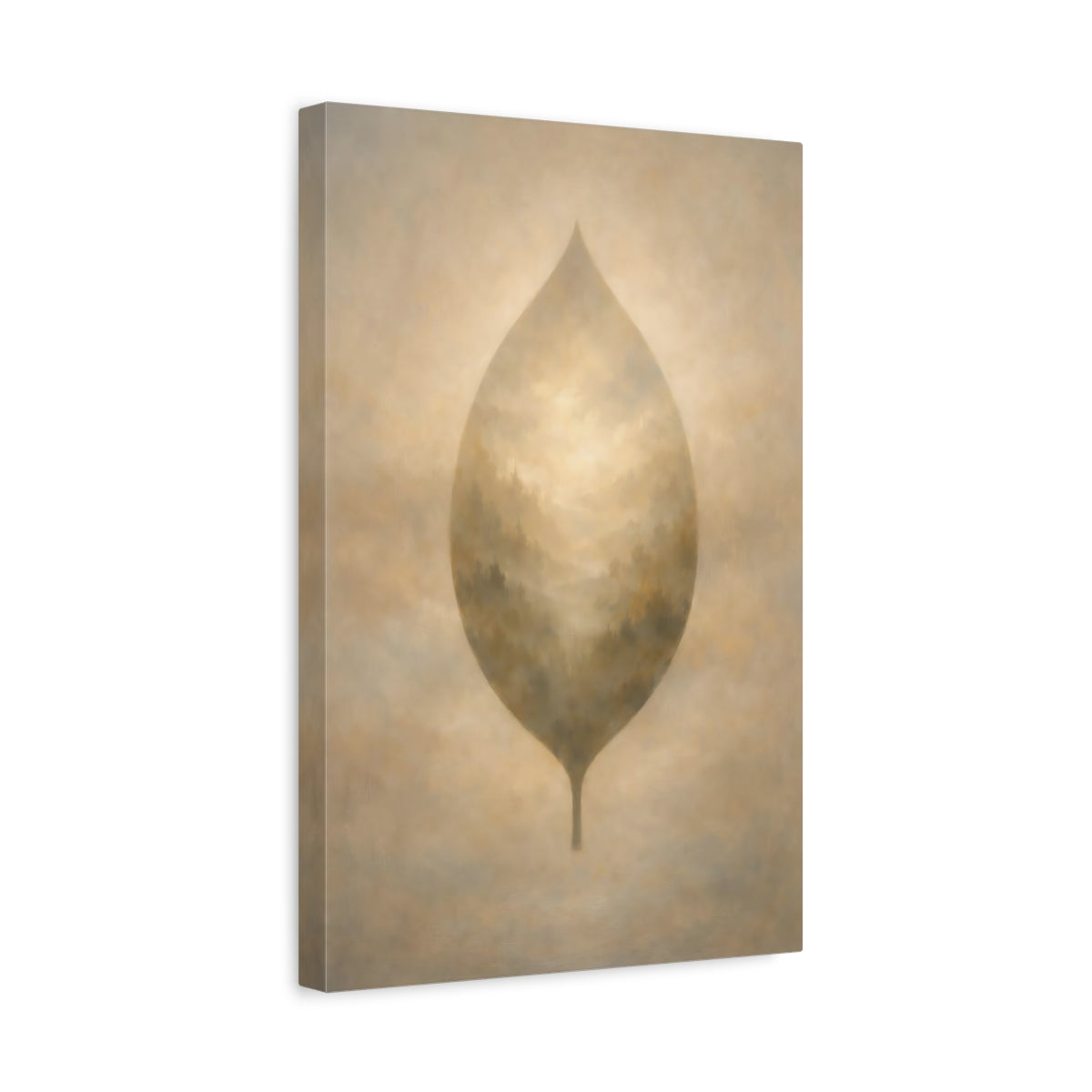 Side Mockup 4. Nature Leaf Golden Beige Leaf shown as stretched canvas wall art