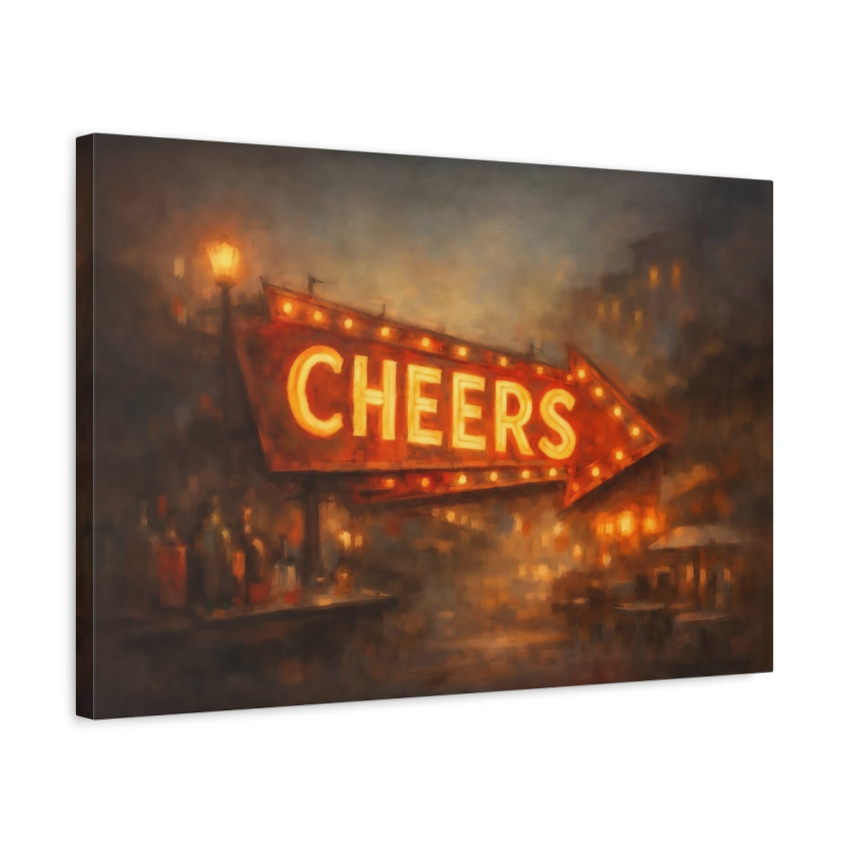 Vintage Neon Sign Warm Glow - Canvas Wall Art Print