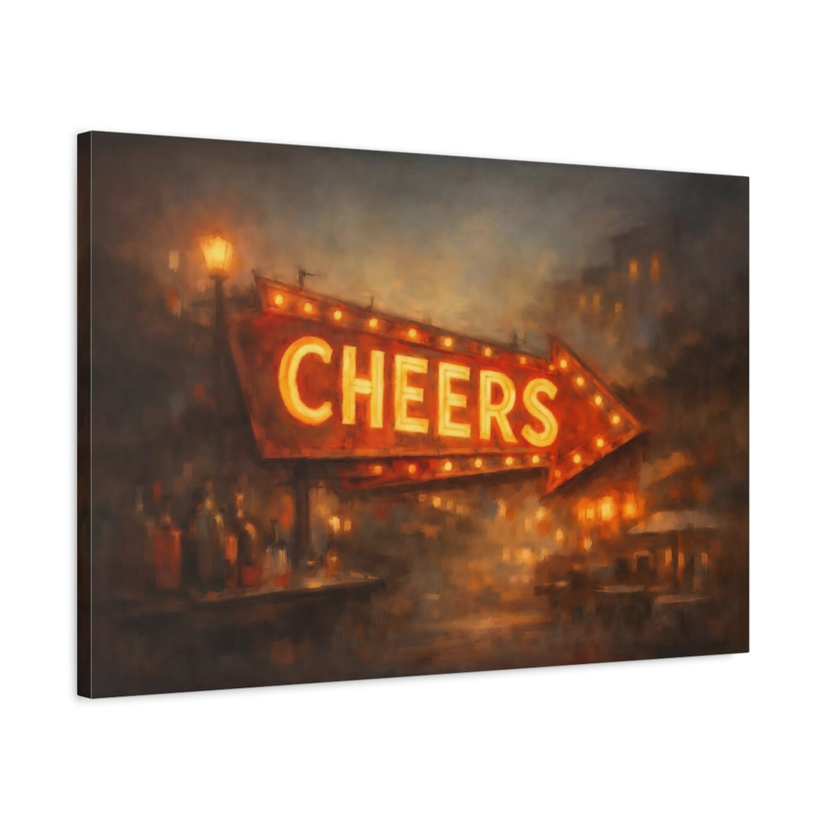 Vintage Neon Sign Warm Glow - Canvas Wall Art Print