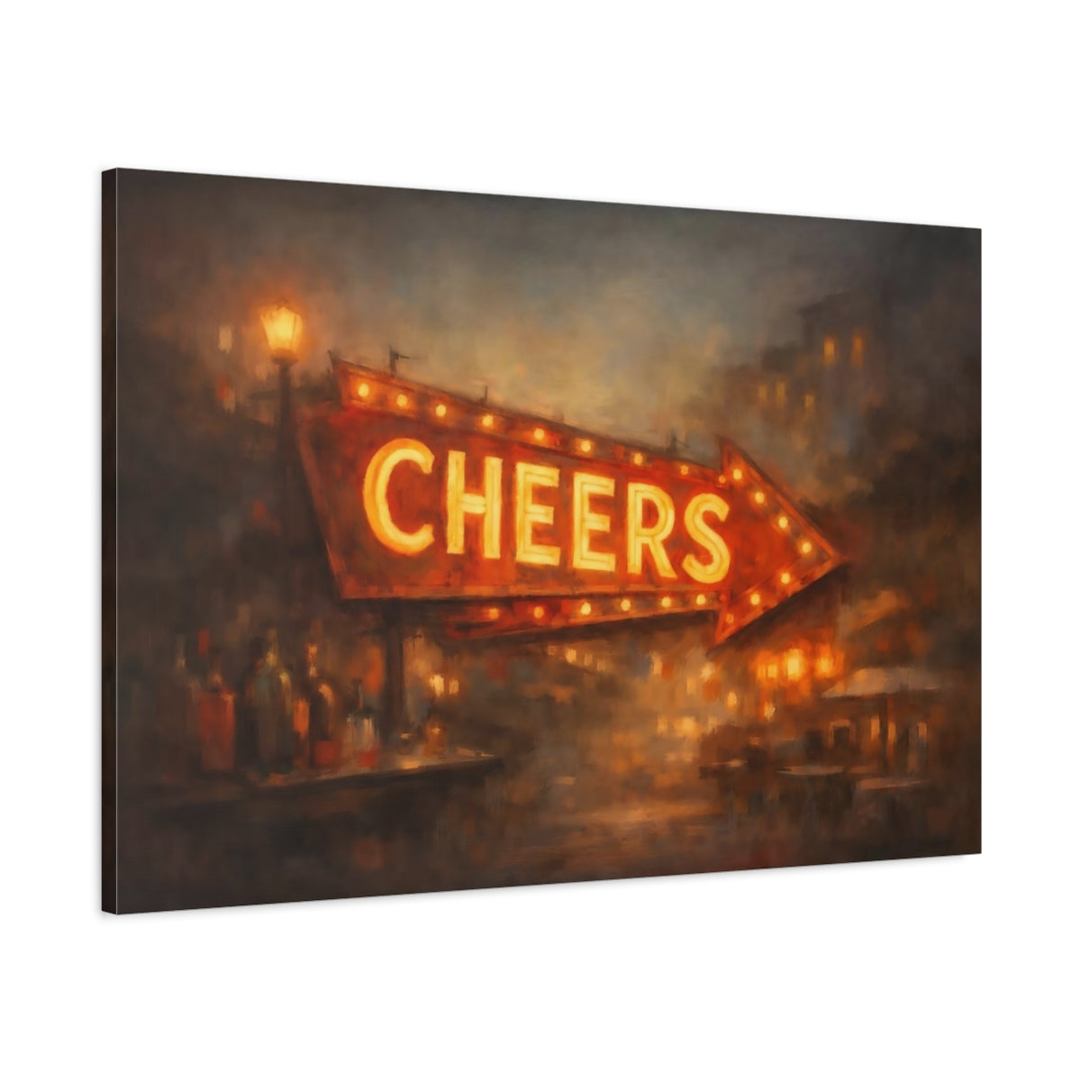 Vintage Neon Sign Warm Glow - Canvas Wall Art Print