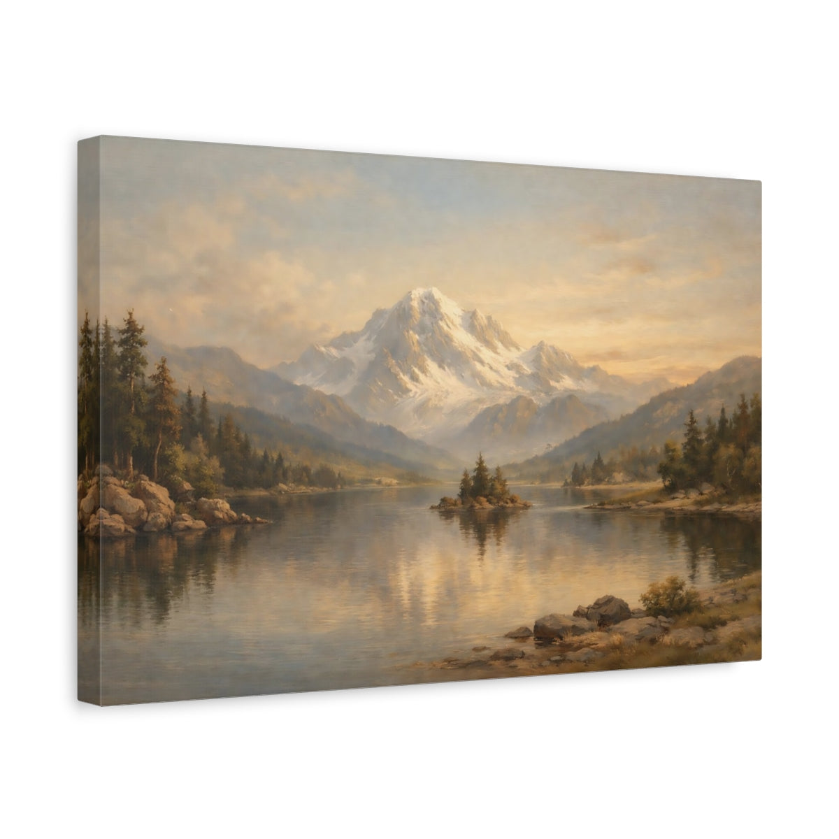 Side Mockup 4. Landscape Antique Stamp Texture Composition shown as stretched canvas wall art
