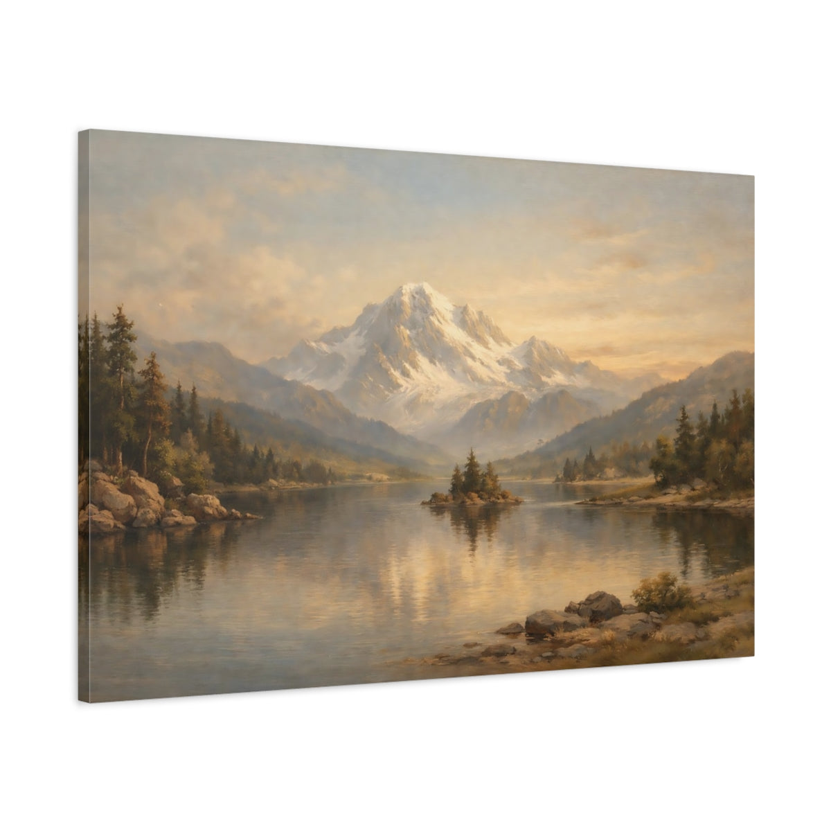 Side Mockup 1. Landscape Antique Stamp Texture Composition shown as stretched canvas wall art