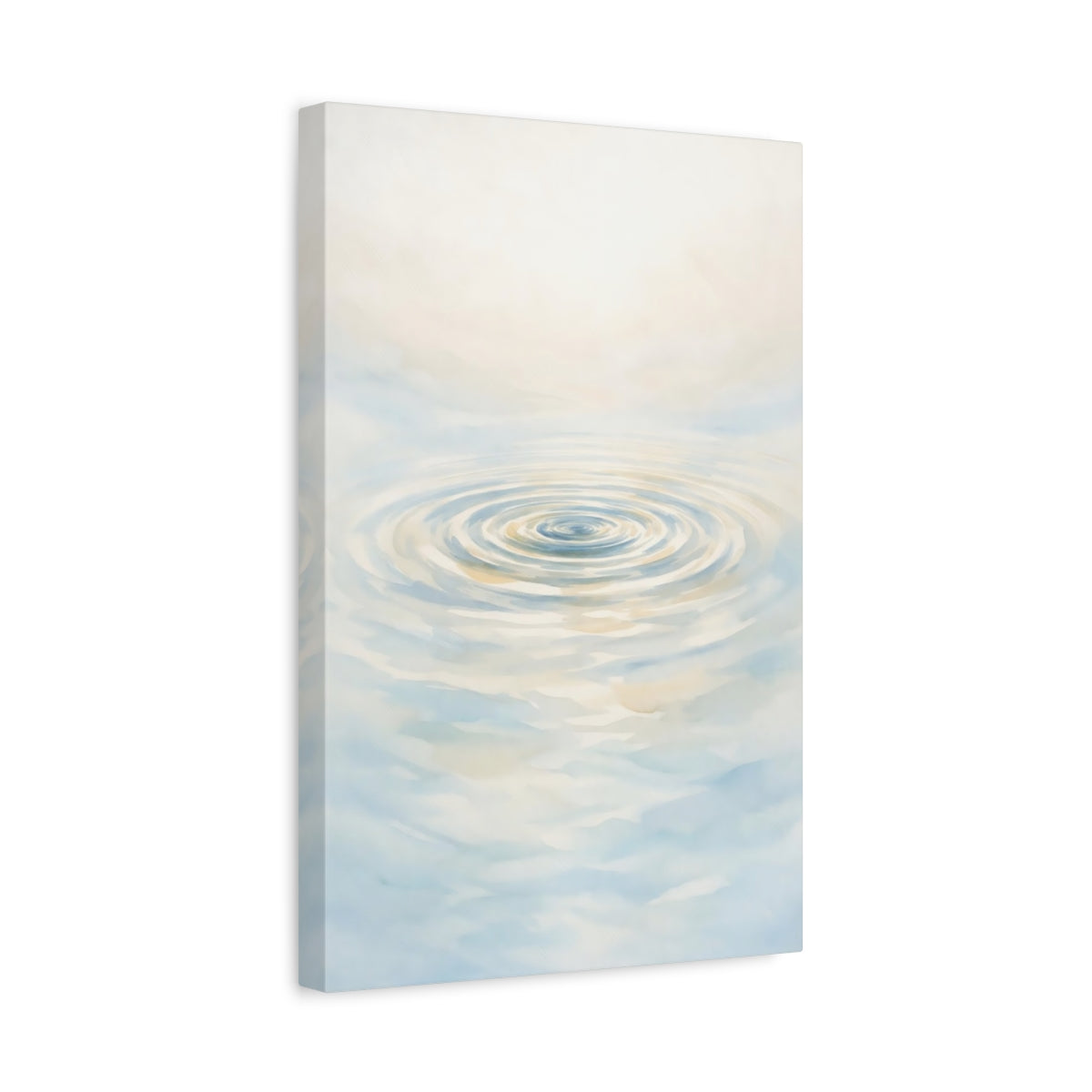 Side Mockup 4. Nature Water Ripples Blue And Cream shown as stretched canvas wall art