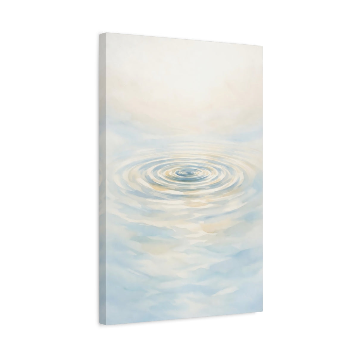 Side Mockup 3. Nature Water Ripples Blue And Cream shown as stretched canvas wall art