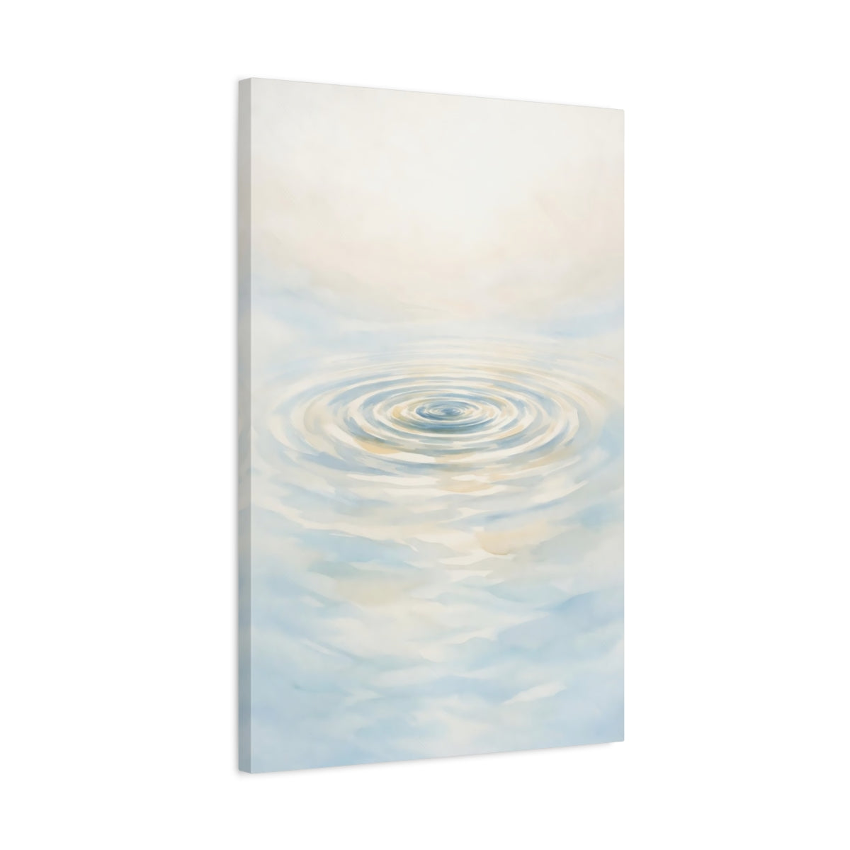 Side Mockup 2. Nature Water Ripples Blue And Cream shown as stretched canvas wall art