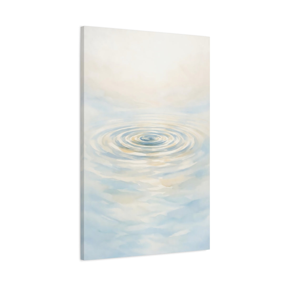Side Mockup 1. Nature Water Ripples Blue And Cream shown as stretched canvas wall art