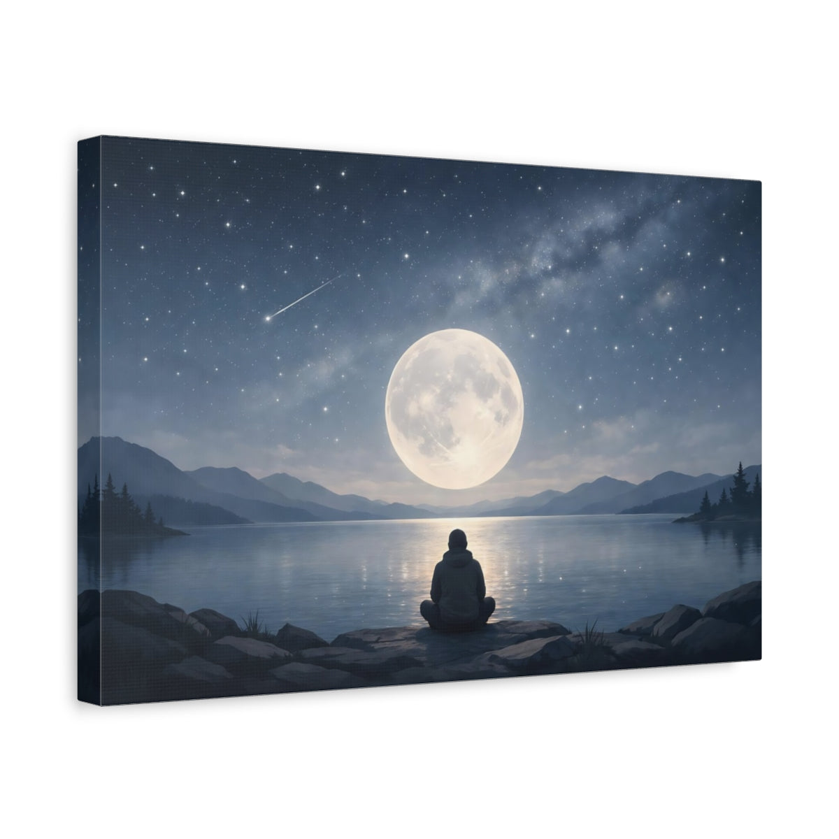 Astronomy Art Meditating Figure Nature - Canvas Wall Art Print