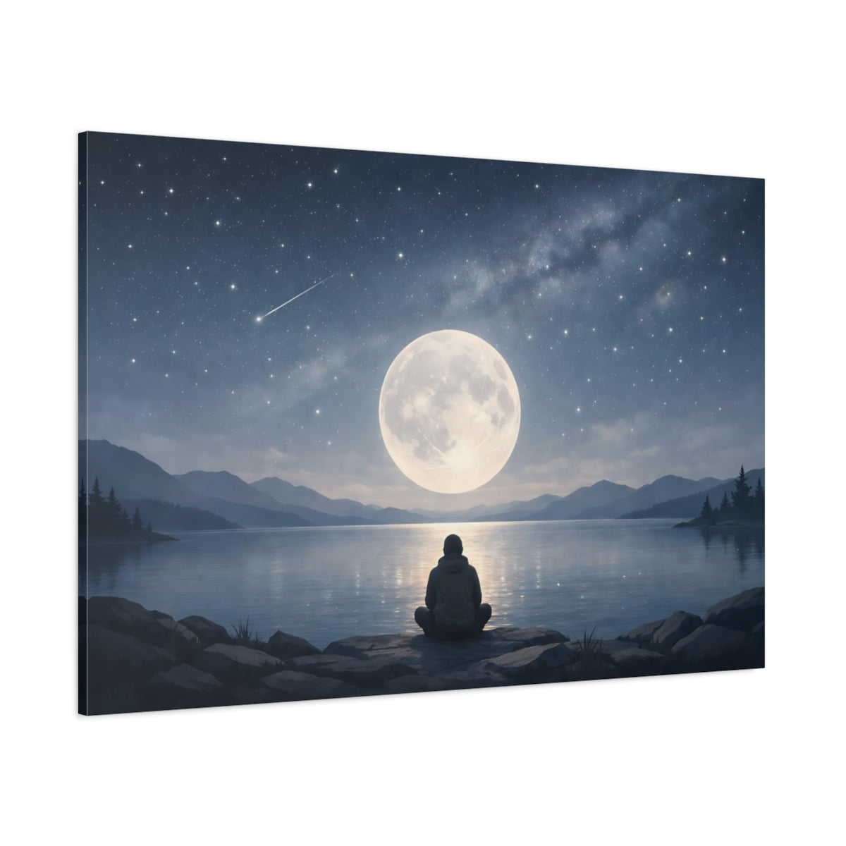 Astronomy Art Meditating Figure Nature - Canvas Wall Art Print