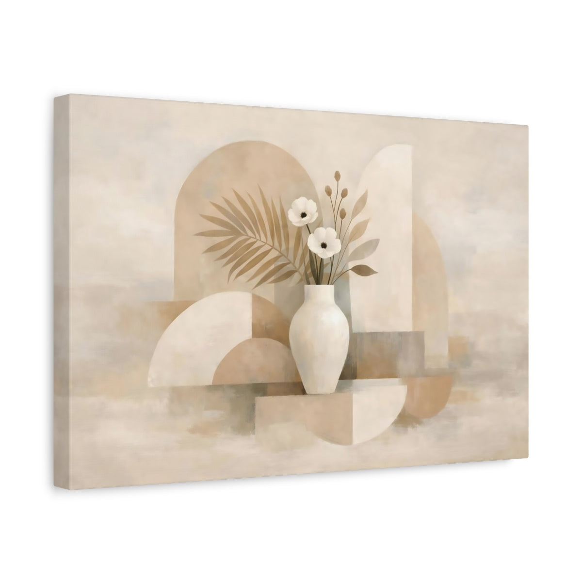 Floral Vase Beige - Canvas Wall Art Print
