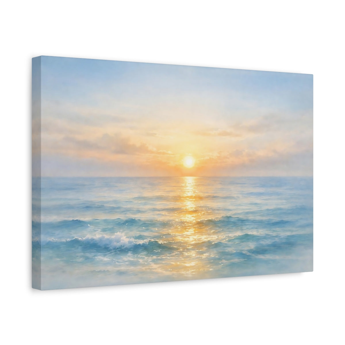 Watercolor Sea Horizon Ocean Sunset Nature - Canvas Wall Art Print
