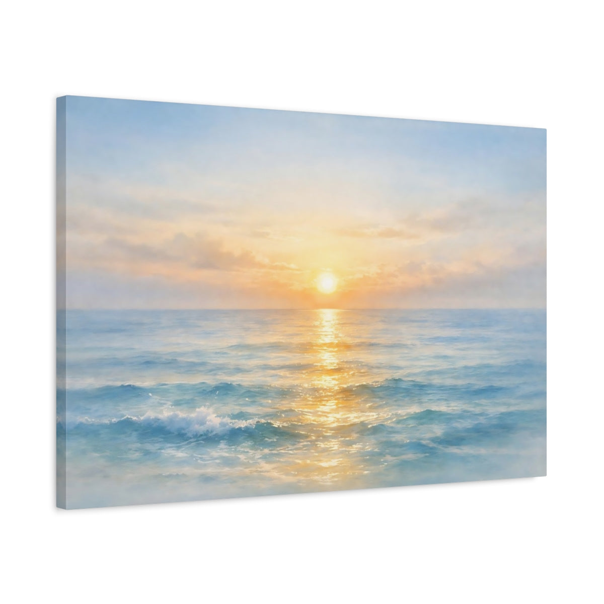 Watercolor Sea Horizon Ocean Sunset Nature - Canvas Wall Art Print