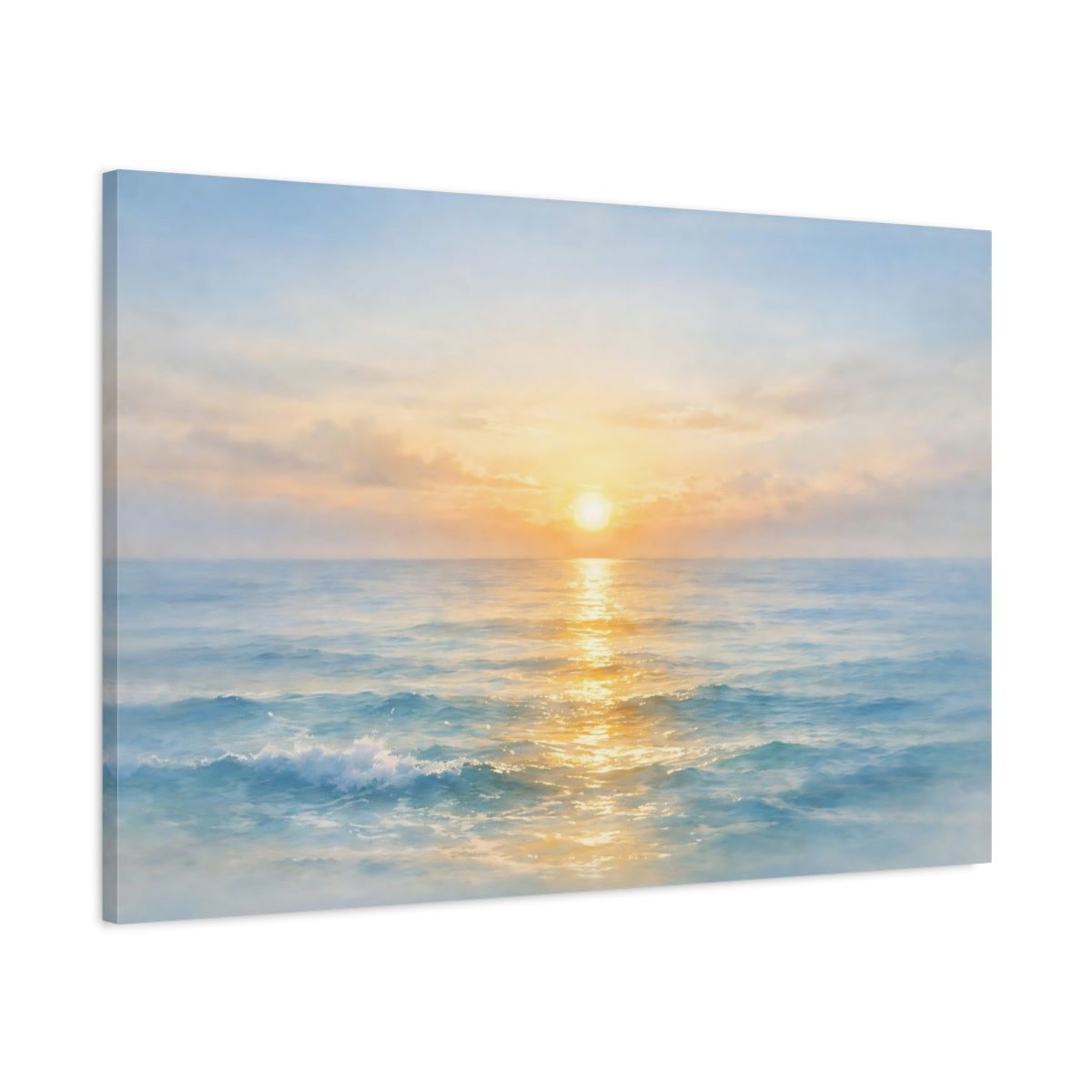 Watercolor Sea Horizon Ocean Sunset Nature - Canvas Wall Art Print