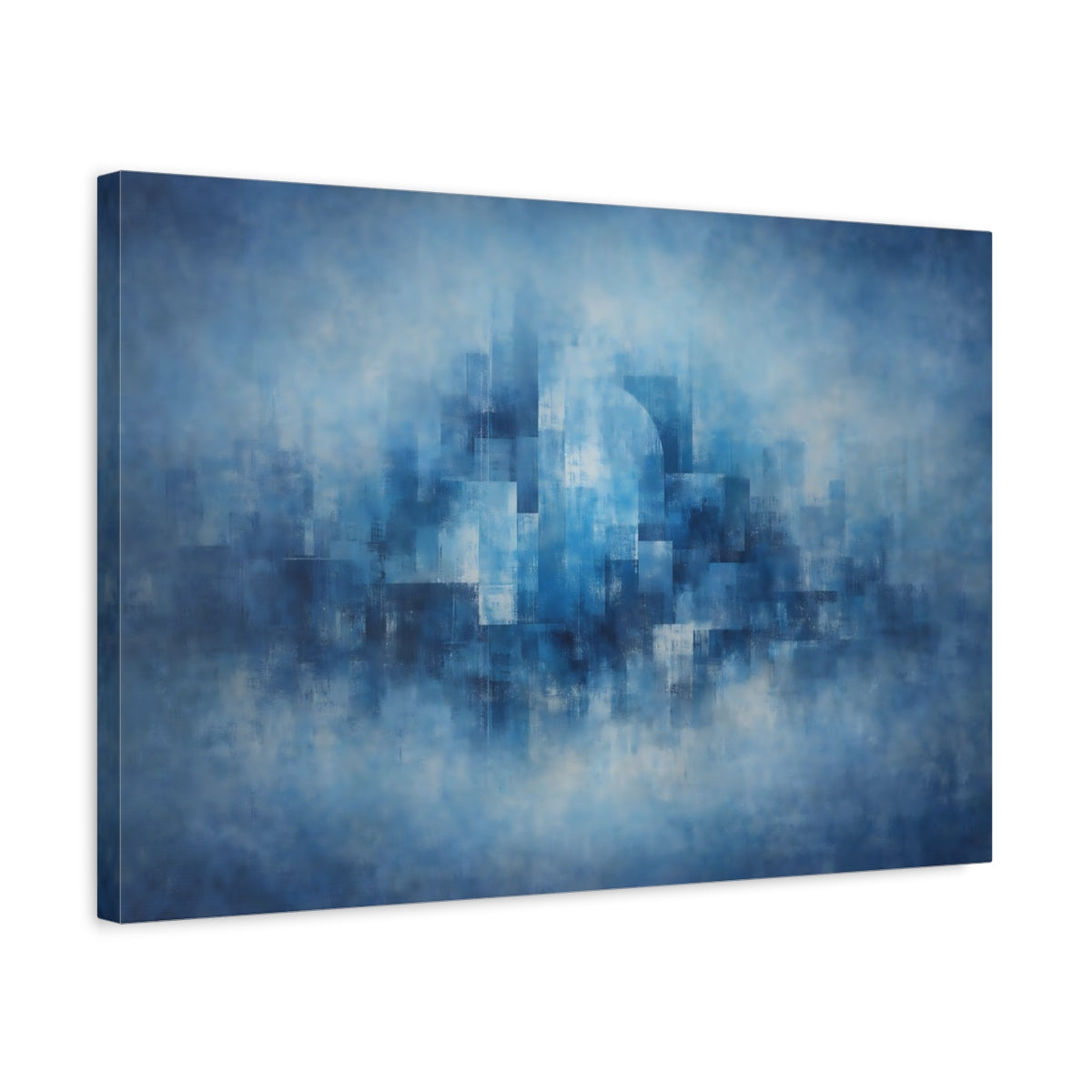 Vintage Blue Urban Abstract City - Canvas Wall Art Print