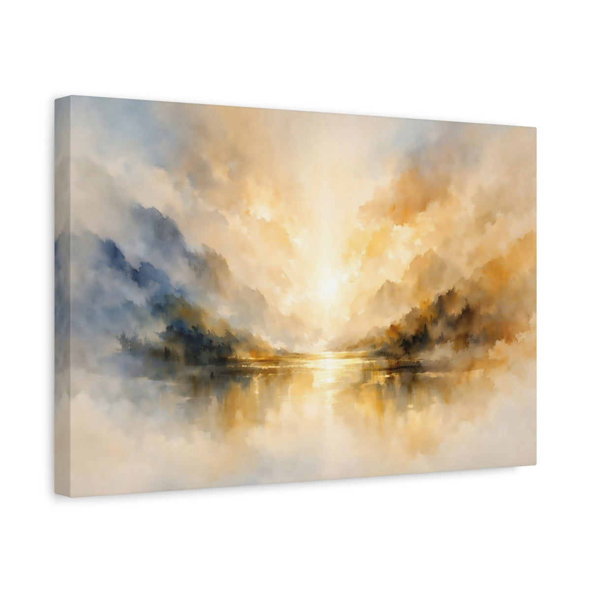 Watercolor Dynamic Abstract Mountain Lake Nature - Canvas Wall Art Print