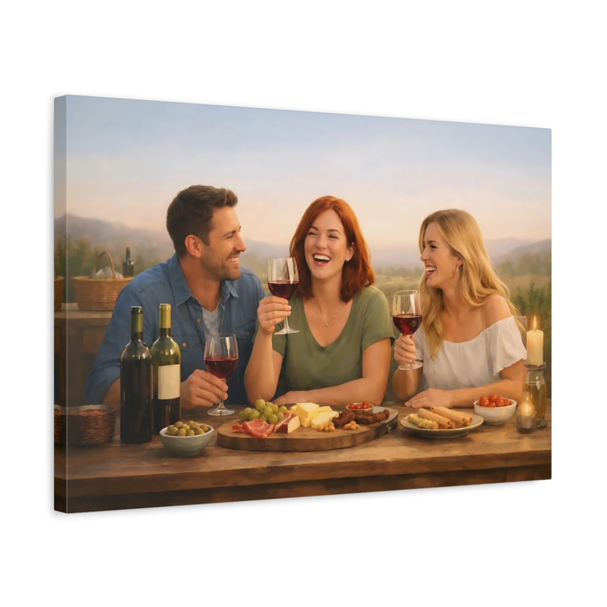 Funny Wine Time Tasting Nature - Canvas Wall Art Print