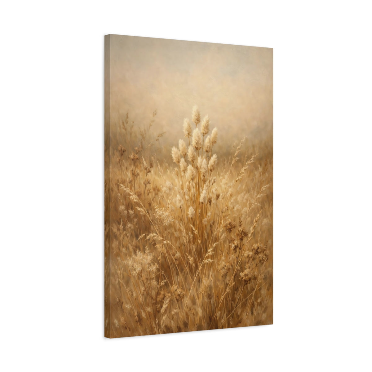 Side Mockup 2. Nature Pampas Grass Golden Pampas Field shown as stretched canvas wall art