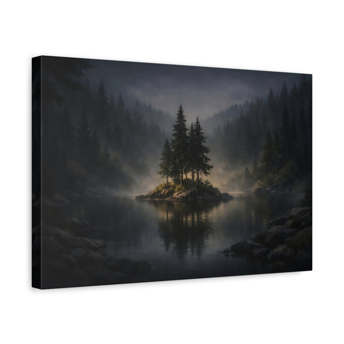 Landscape Forest Dark Pine Trees Nature - Canvas Wall Art Print