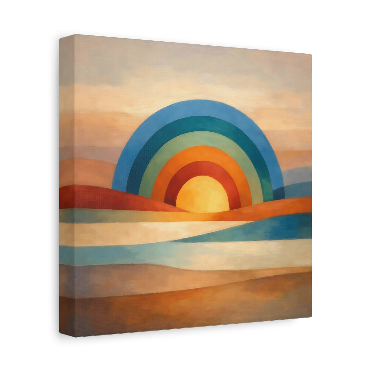 Side Mockup 9. Nature Rainbow Sun Abstract Rainbow shown as stretched canvas wall art
