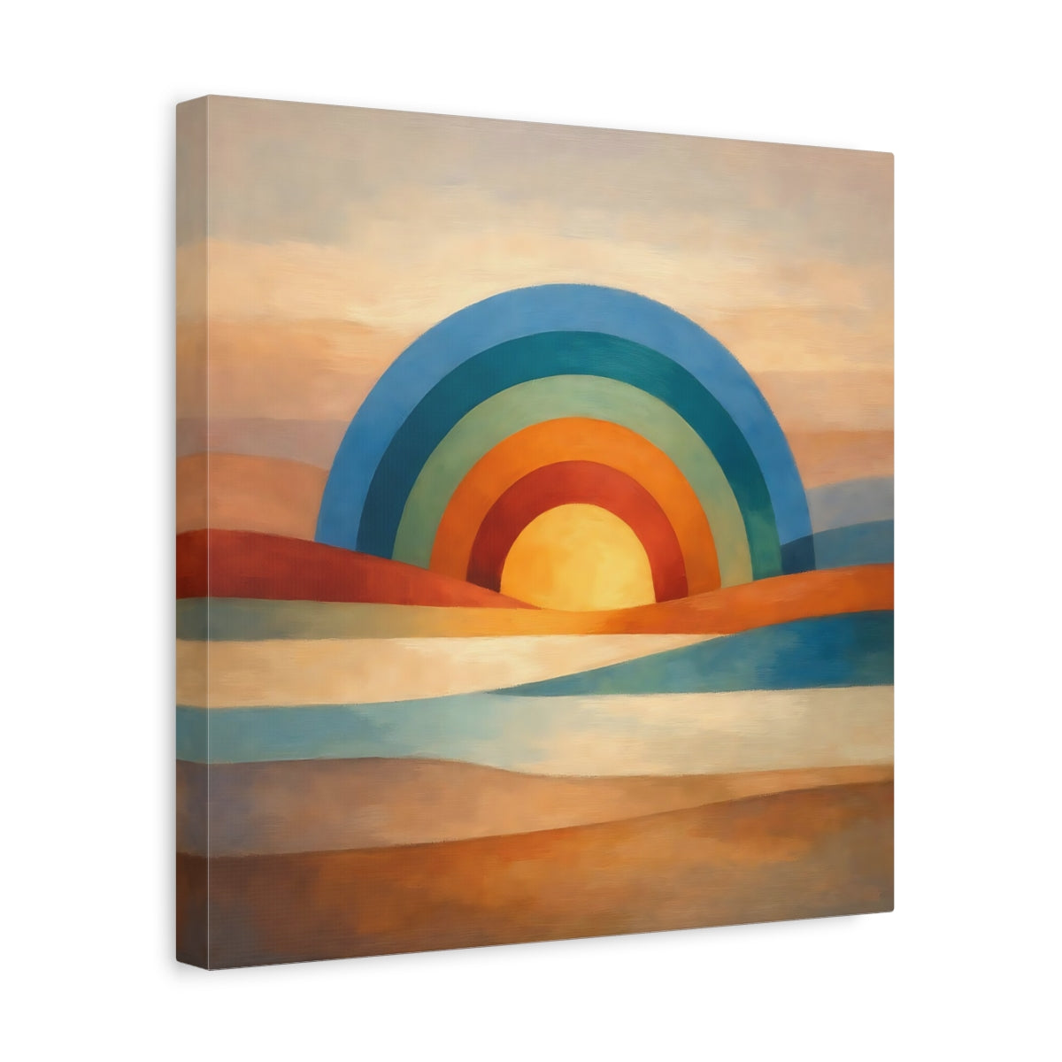 Side Mockup 7. Nature Rainbow Sun Abstract Rainbow shown as stretched canvas wall art