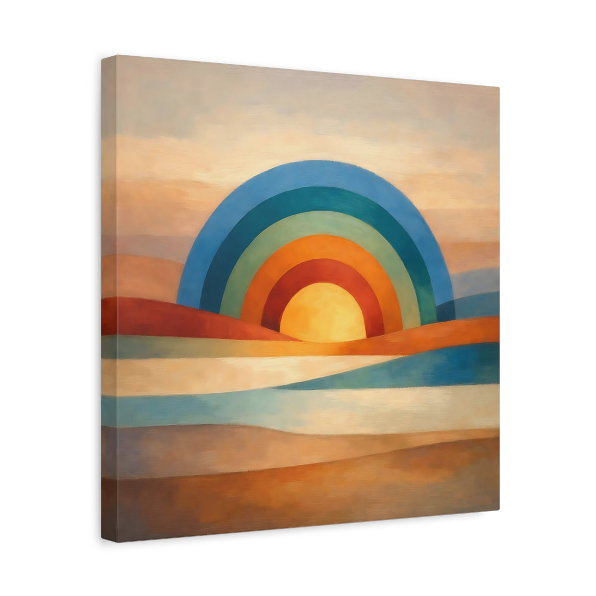 Side Mockup 6. Nature Rainbow Sun Abstract Rainbow shown as stretched canvas wall art