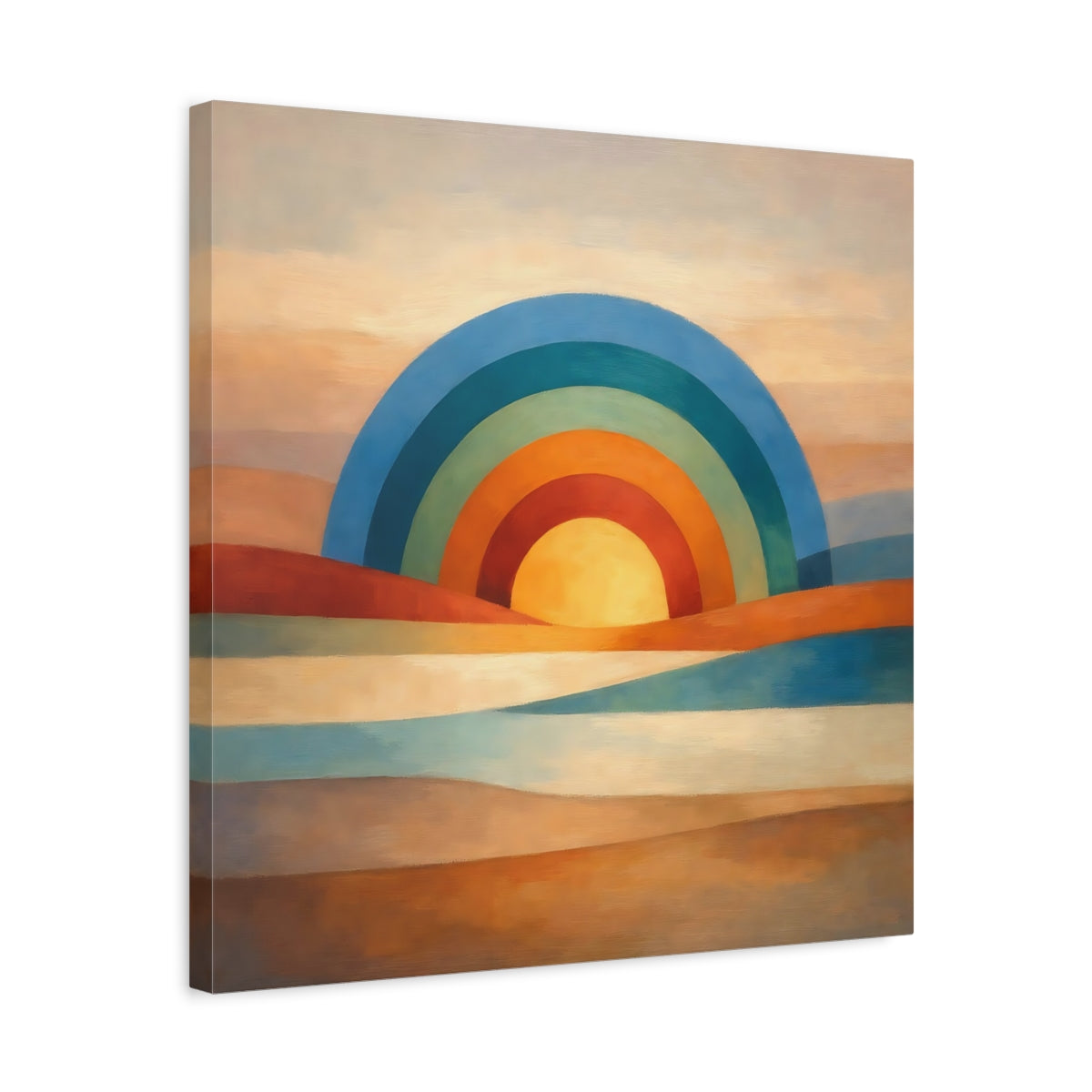Side Mockup 5. Nature Rainbow Sun Abstract Rainbow shown as stretched canvas wall art