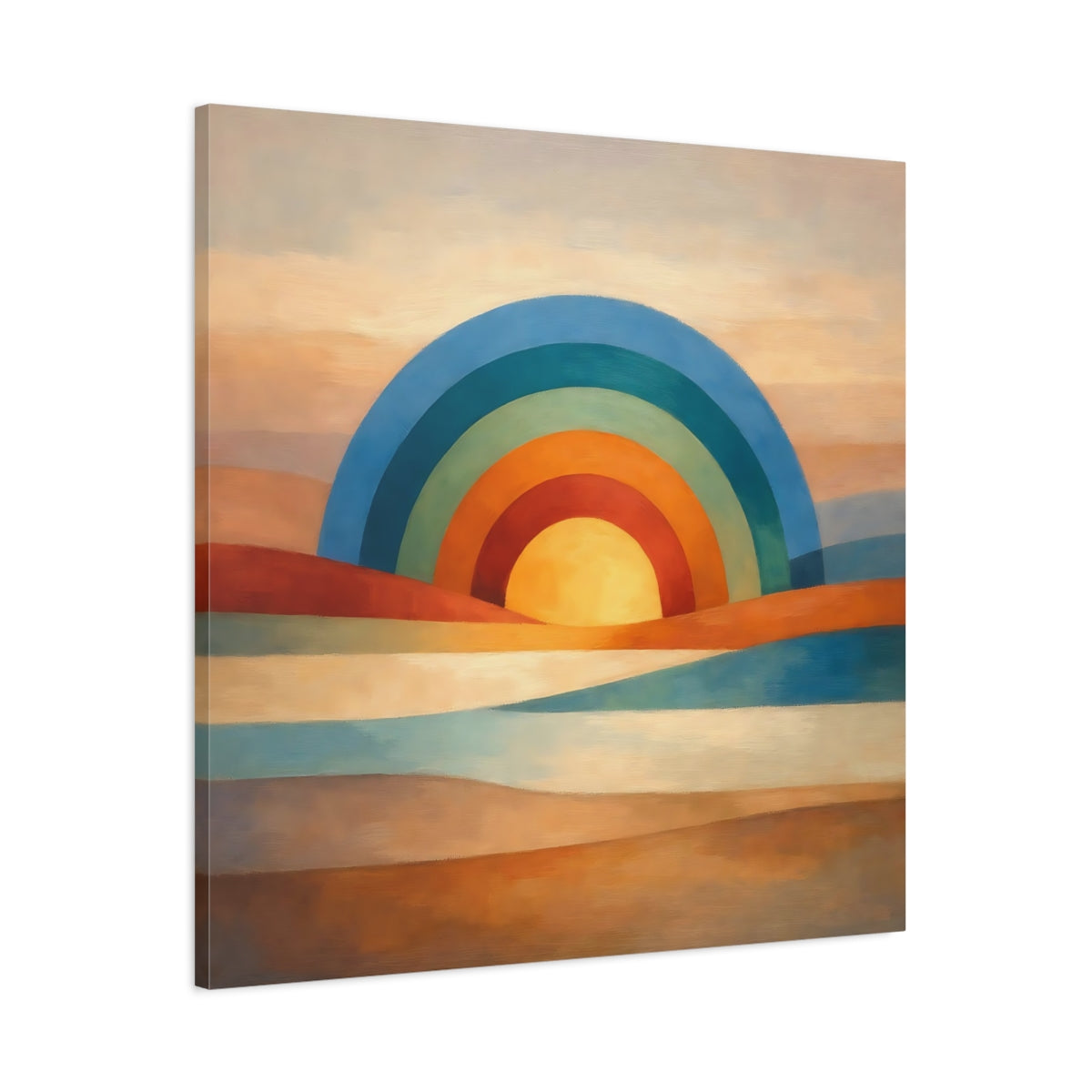 Side Mockup 2. Nature Rainbow Sun Abstract Rainbow shown as stretched canvas wall art