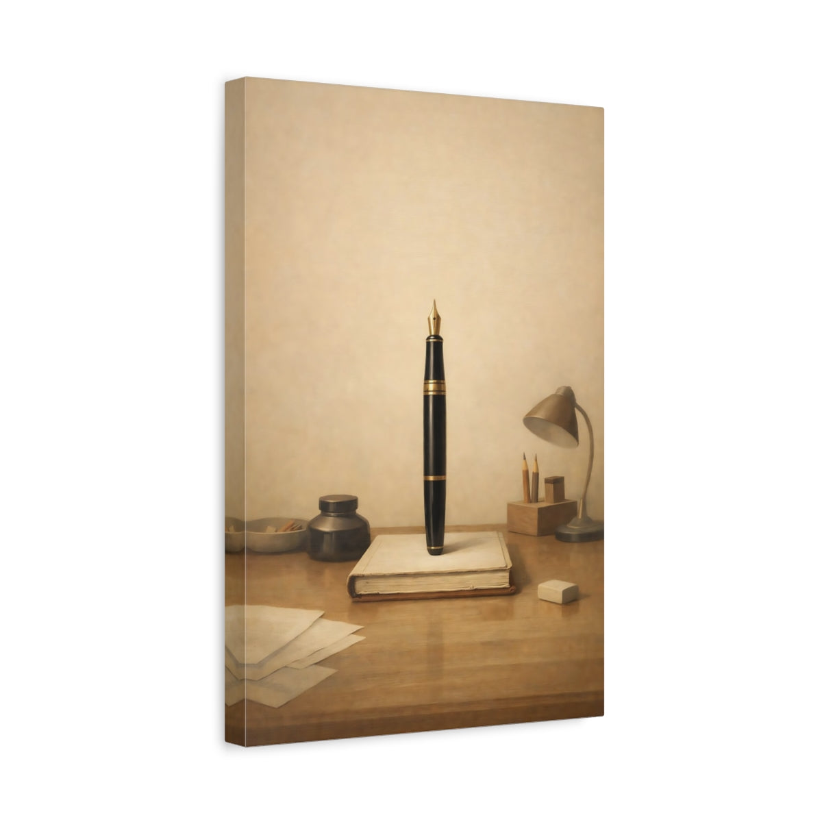Vintage Fountain Pen Brown - Canvas Wall Art Print