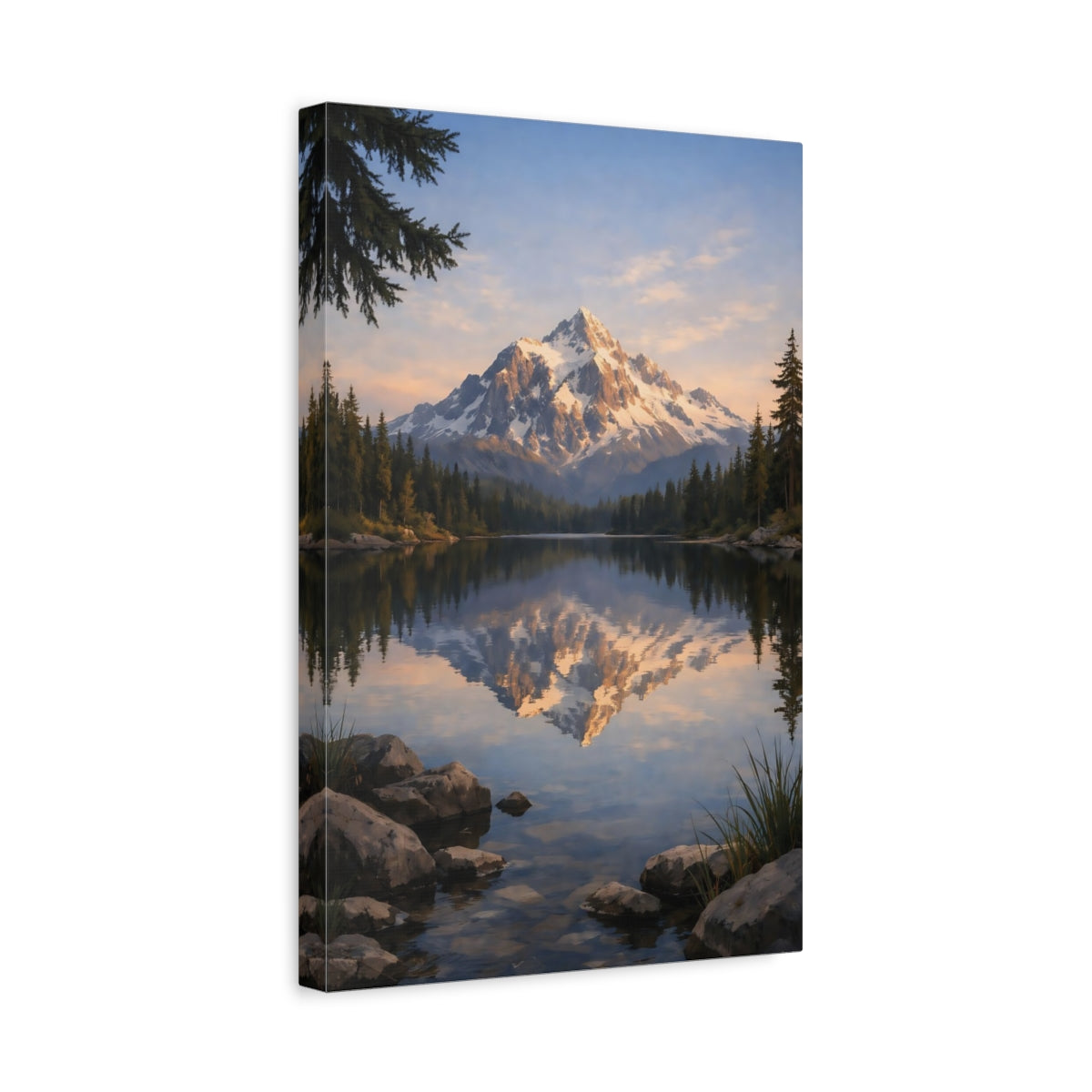 Nature Snow Mountain Lake - Canvas Wall Art Print