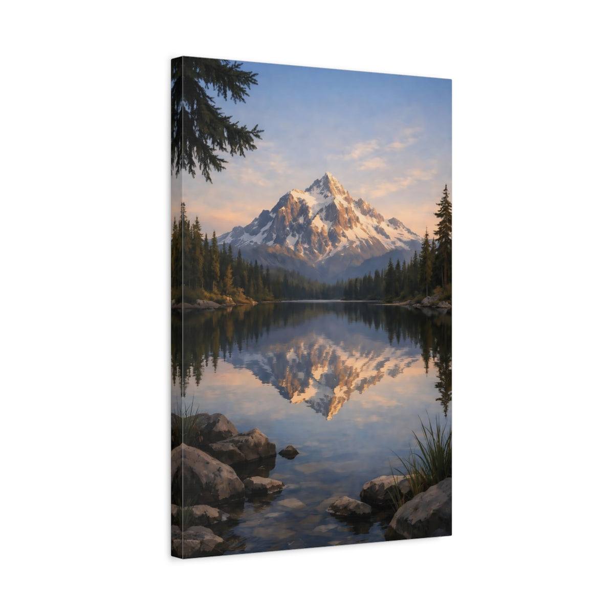 Nature Snow Mountain Lake - Canvas Wall Art Print