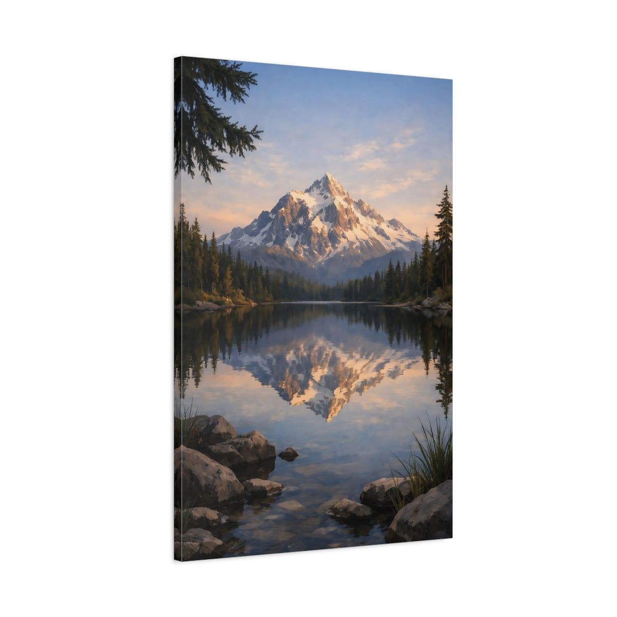 Nature Snow Mountain Lake - Canvas Wall Art Print
