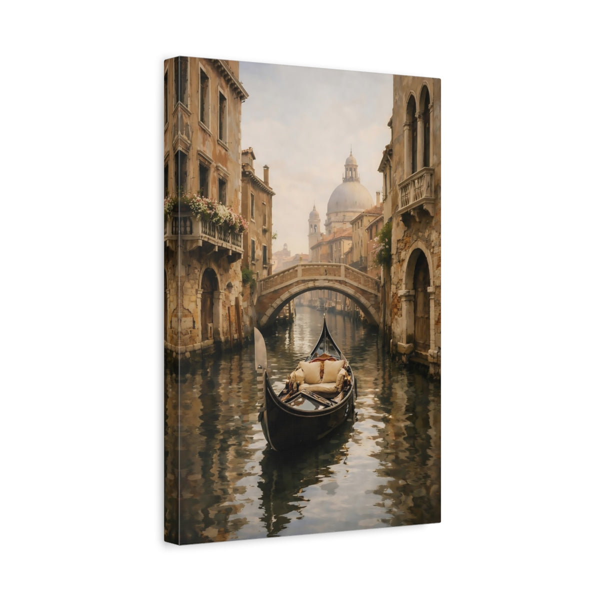 Vintage Gondola Brown And Gray - Canvas Wall Art Print
