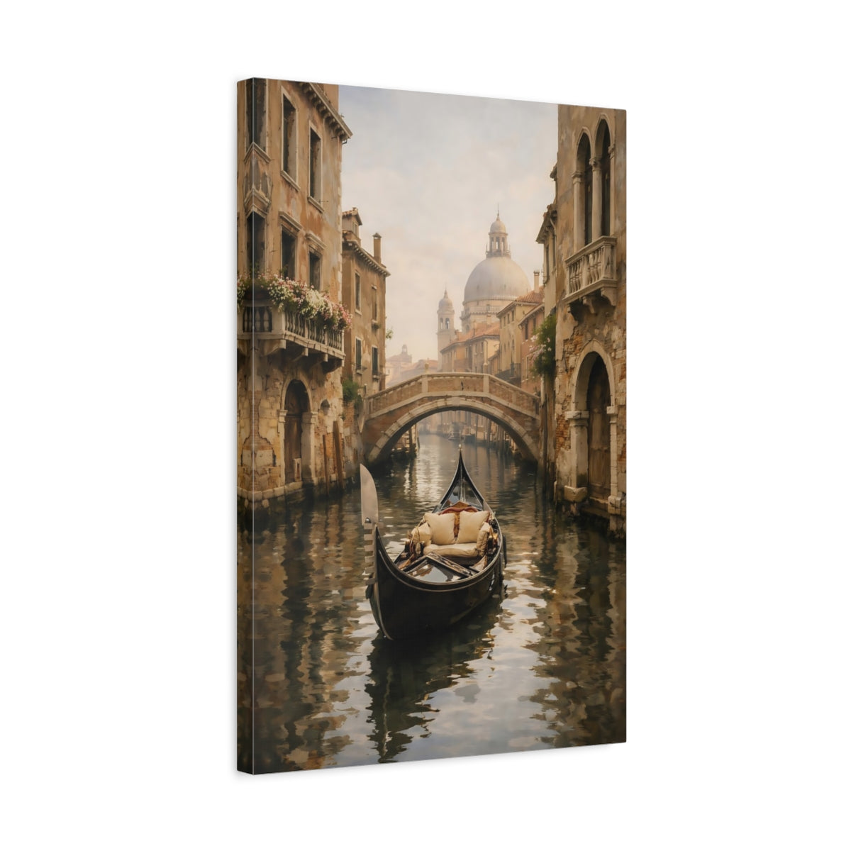 Vintage Gondola Brown And Gray - Canvas Wall Art Print