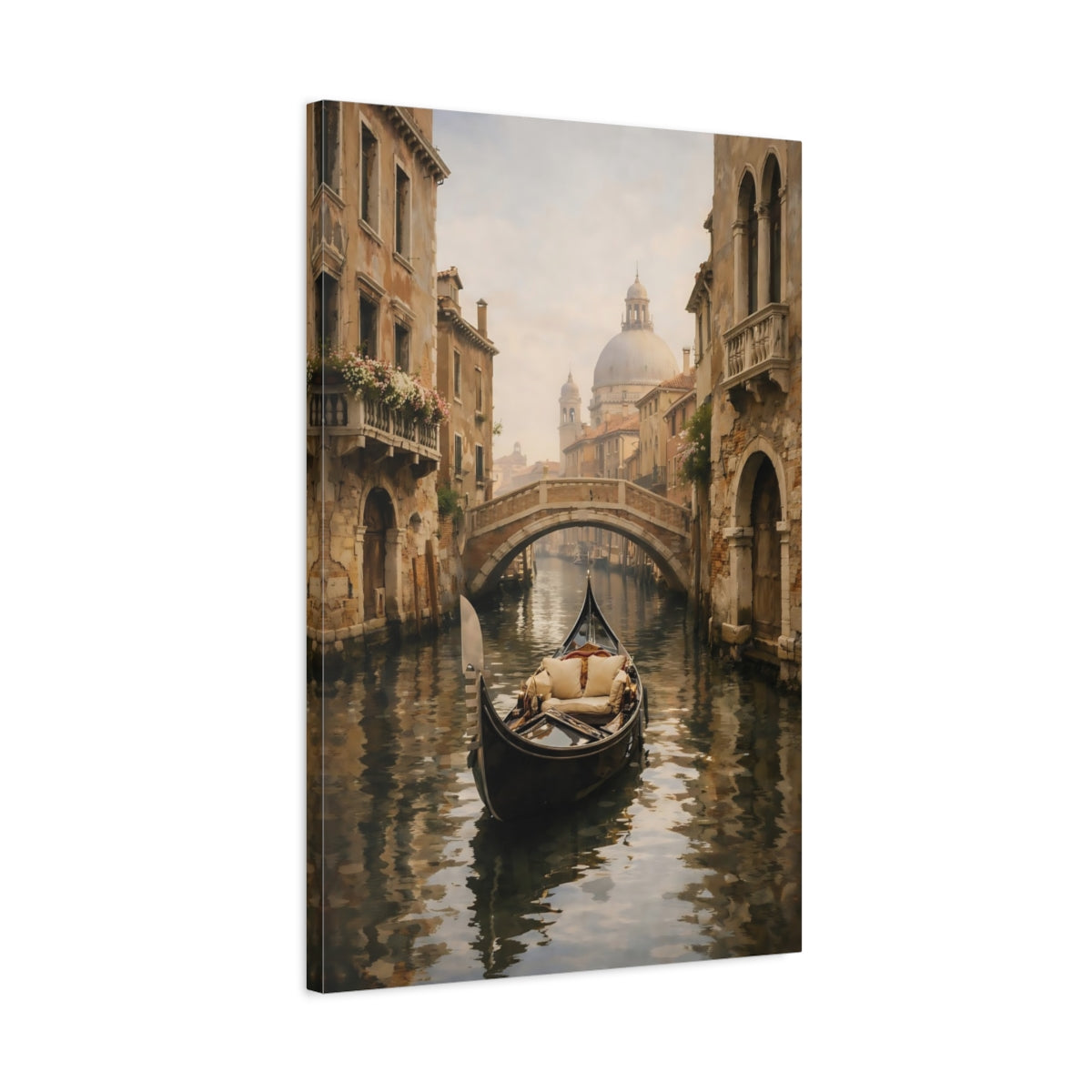 Vintage Gondola Brown And Gray - Canvas Wall Art Print