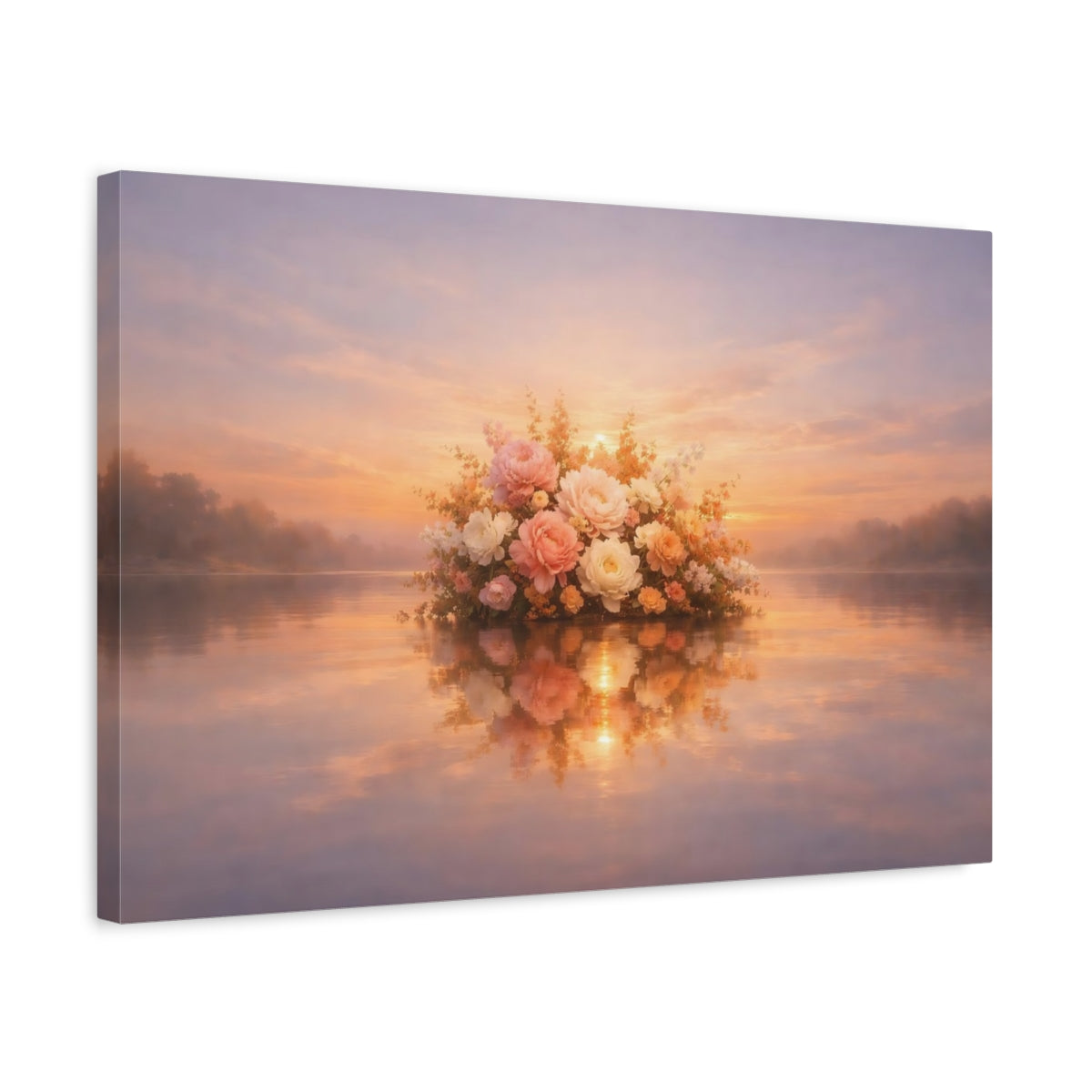 Floral Sunset Reflection Flower Bouquet - Canvas Wall Art Print