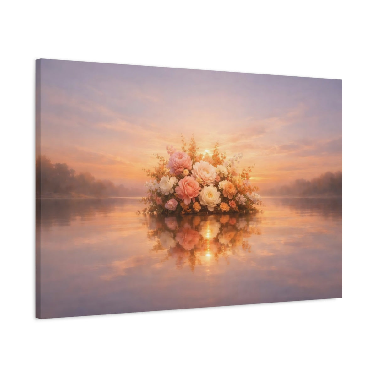 Floral Sunset Reflection Flower Bouquet - Canvas Wall Art Print