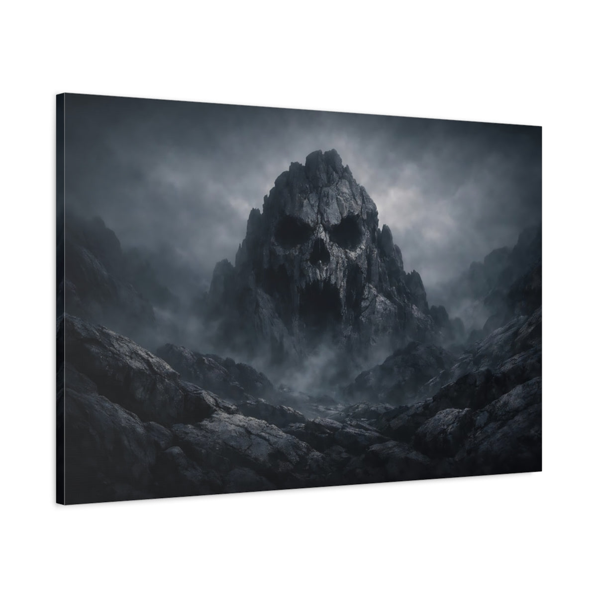 Horror Granite Rock Texture Skull Mountain - Canvas Wall Art Print