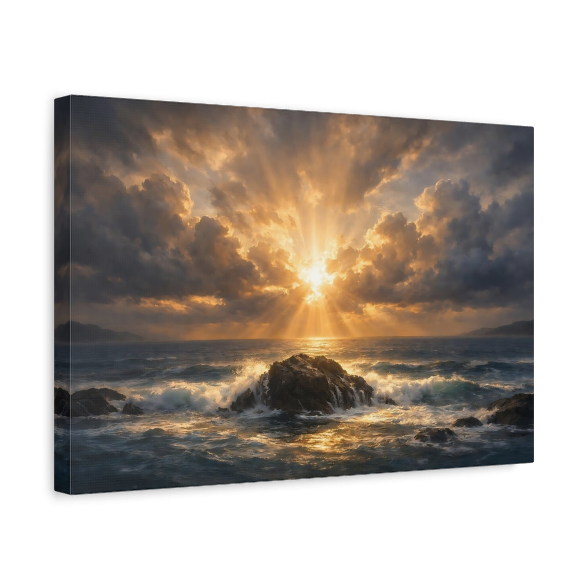 Seascape Dramatic Sky Ocean Sunset Nature - Canvas Wall Art Print