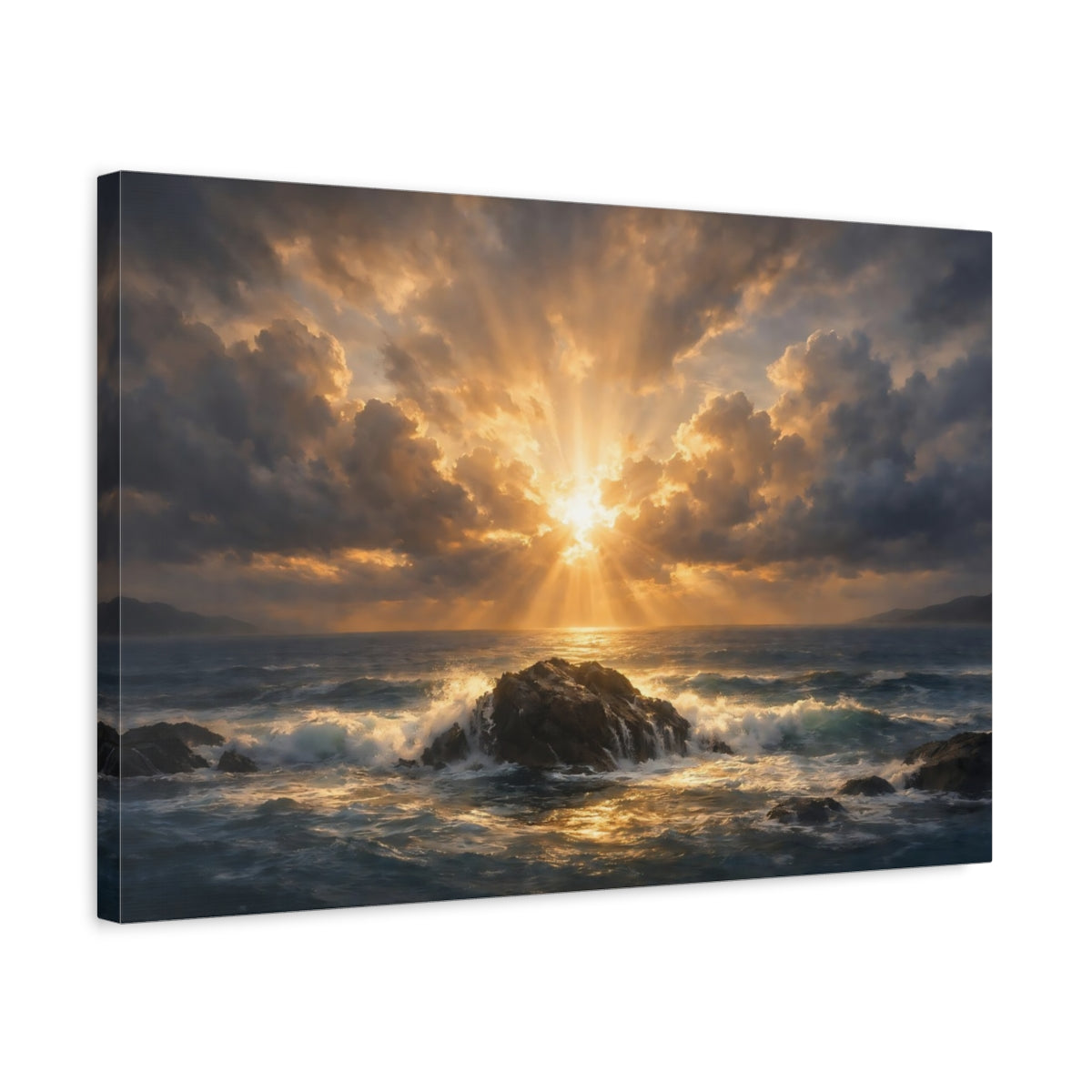 Seascape Dramatic Sky Ocean Sunset Nature - Canvas Wall Art Print